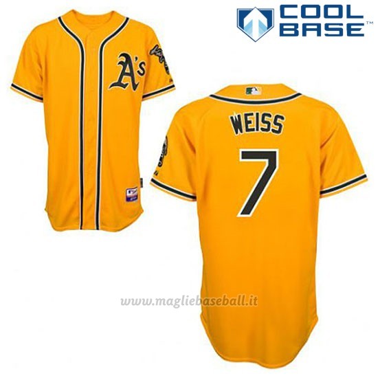Maglia Baseball Uomo Oakland Athletics Walt Weiss 7 Or Alterner Cool Base